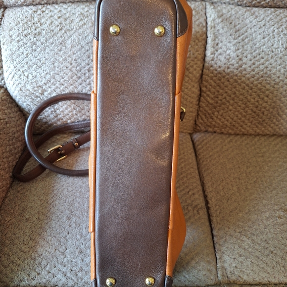 MCM Crossbody Tote Shoulder Bag Cognac Brown Leather Tote Handle - Picture 5 of 9